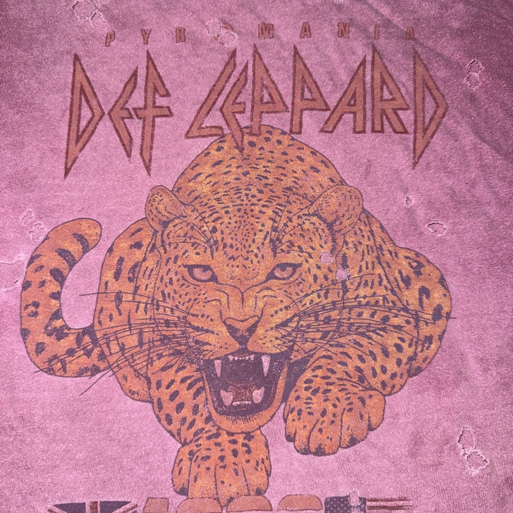 Urban Outfitters Def Leppard Graphic Tee - Pink and Brown